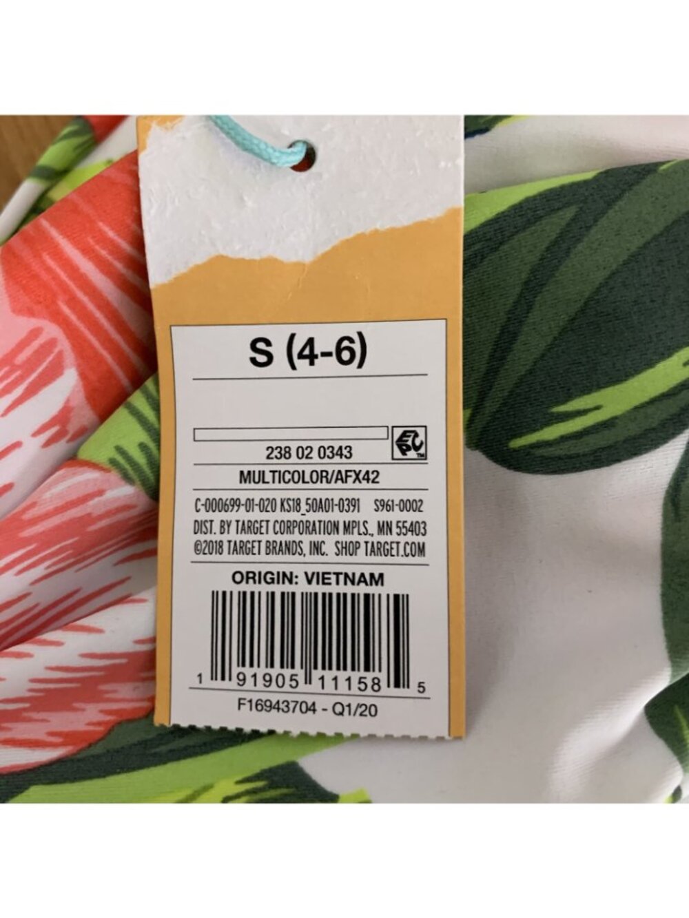 Kona Sol Bikini Top sz S Pink Green Hawaiin Floral Y2K Tropical Resort NEW QK59 - Picture 7 of 11